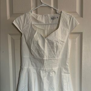 White Midi Fit and Flare Sweetheart Dress